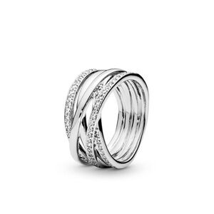 Pandora Entwined Ring, sterling sliver with clear CZ’s.